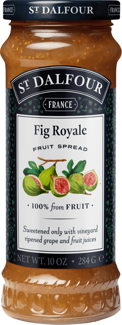 A bottle of St. Dalfour's Fig Royale fruit spread